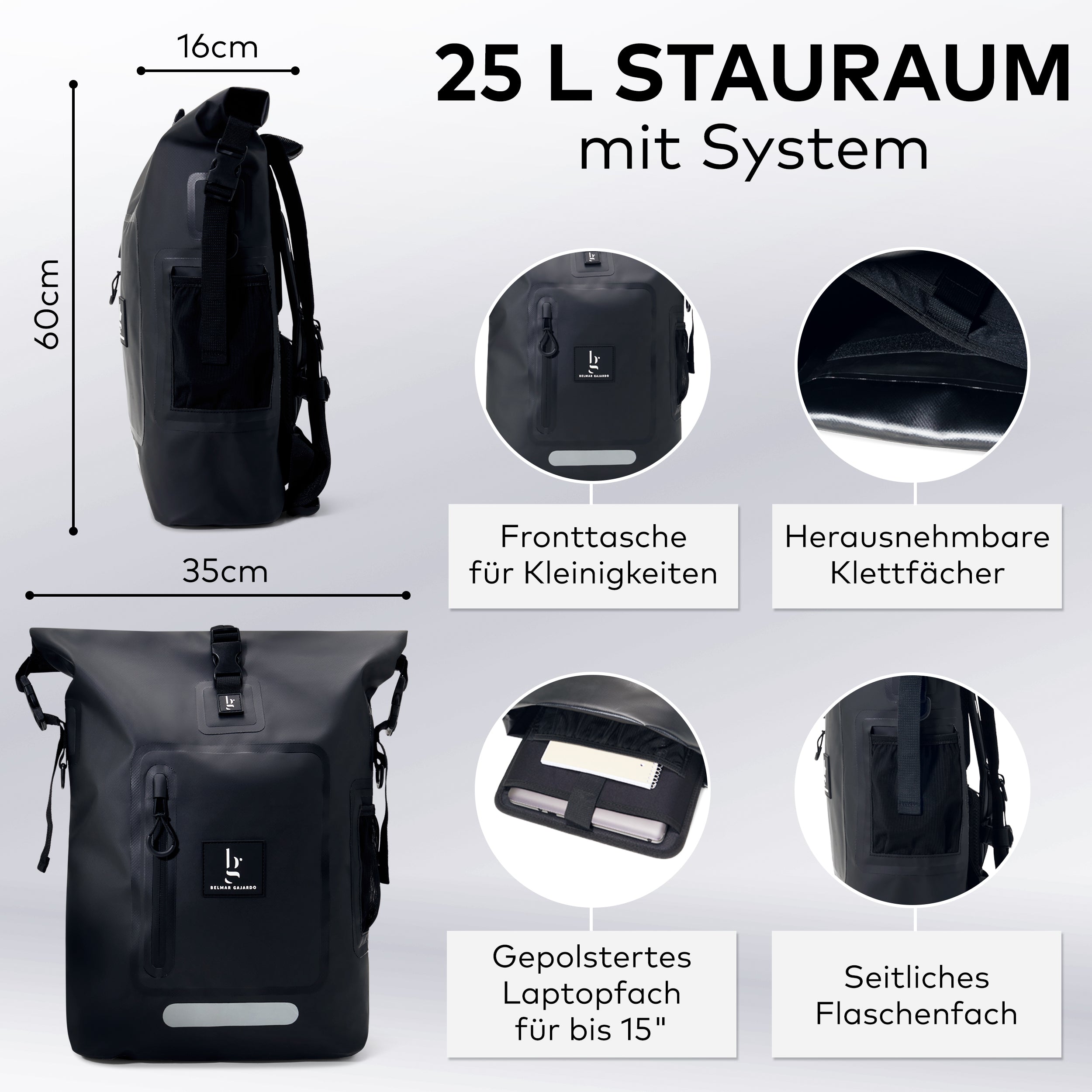 Wasserdichter Rolltop - eleven one | schwarz