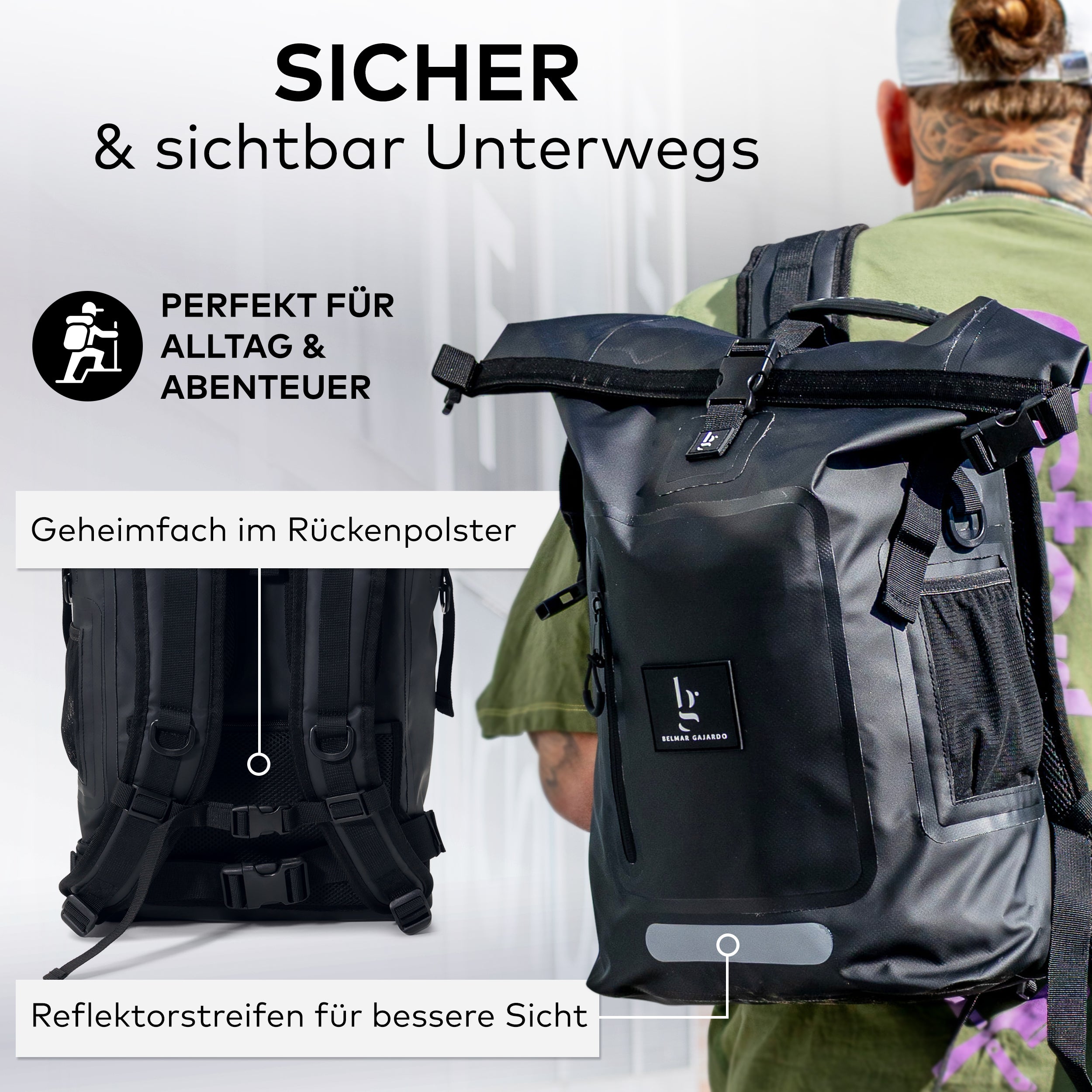 Wasserdichter Rolltop - eleven one | schwarz