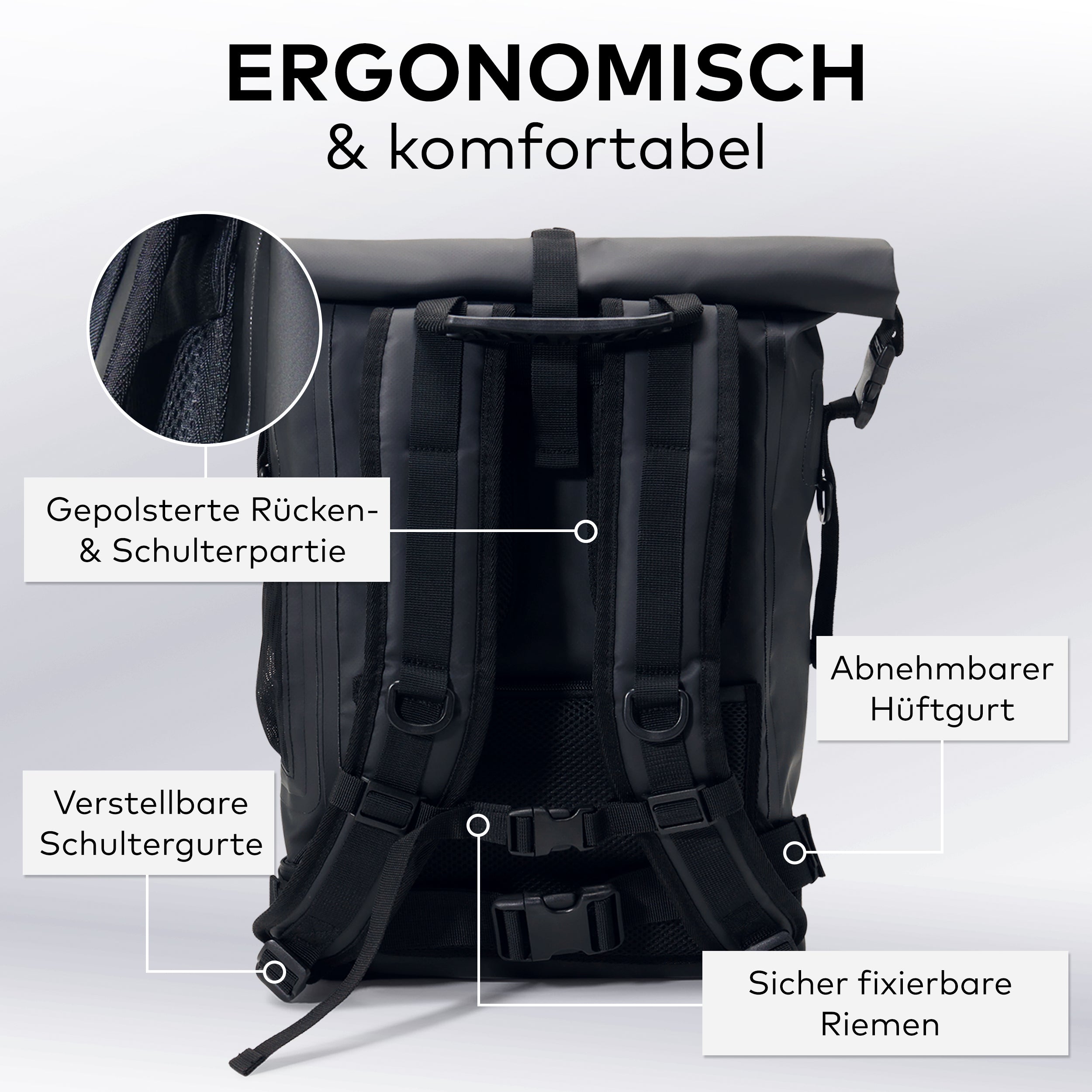 Wasserdichter Rolltop - eleven one | schwarz